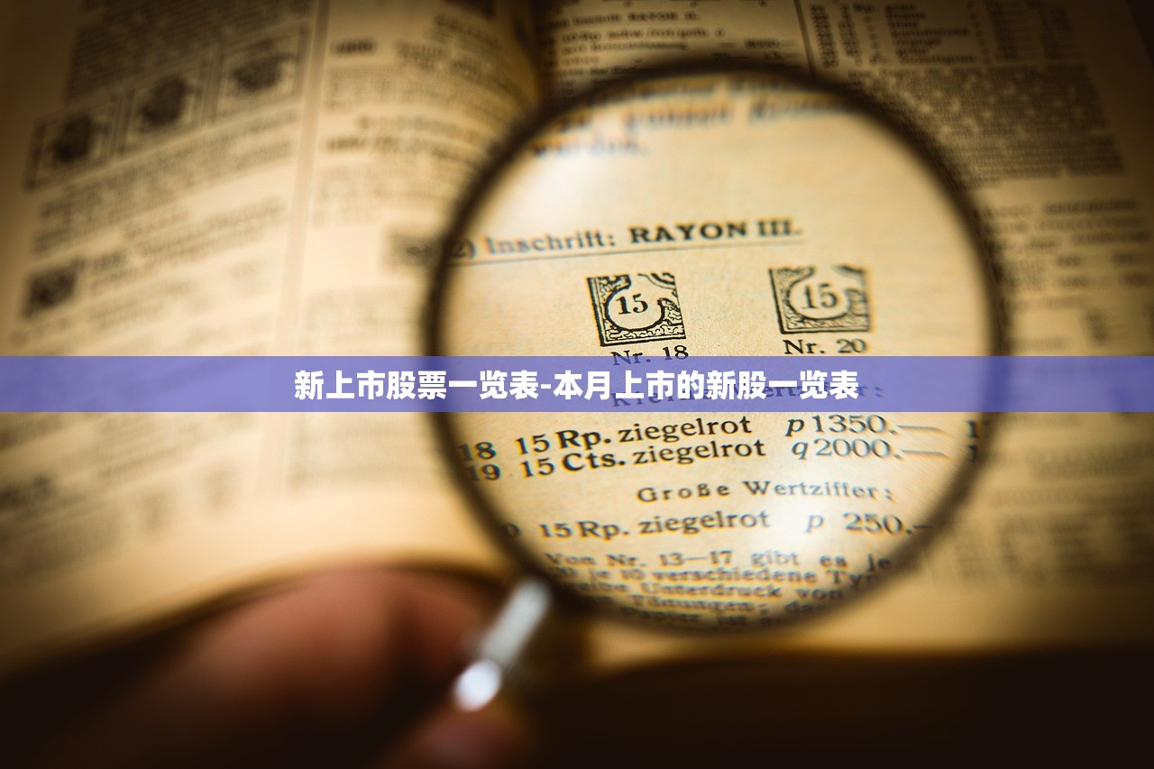 新上市股票一览表-本月上市的新股一览表 新上市股票一览表-本月上市的新股一览表